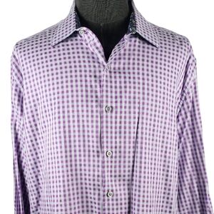 Robert Graham Purple Plaid Men's Long Sleeve Button Down Office Casual Size 3XL